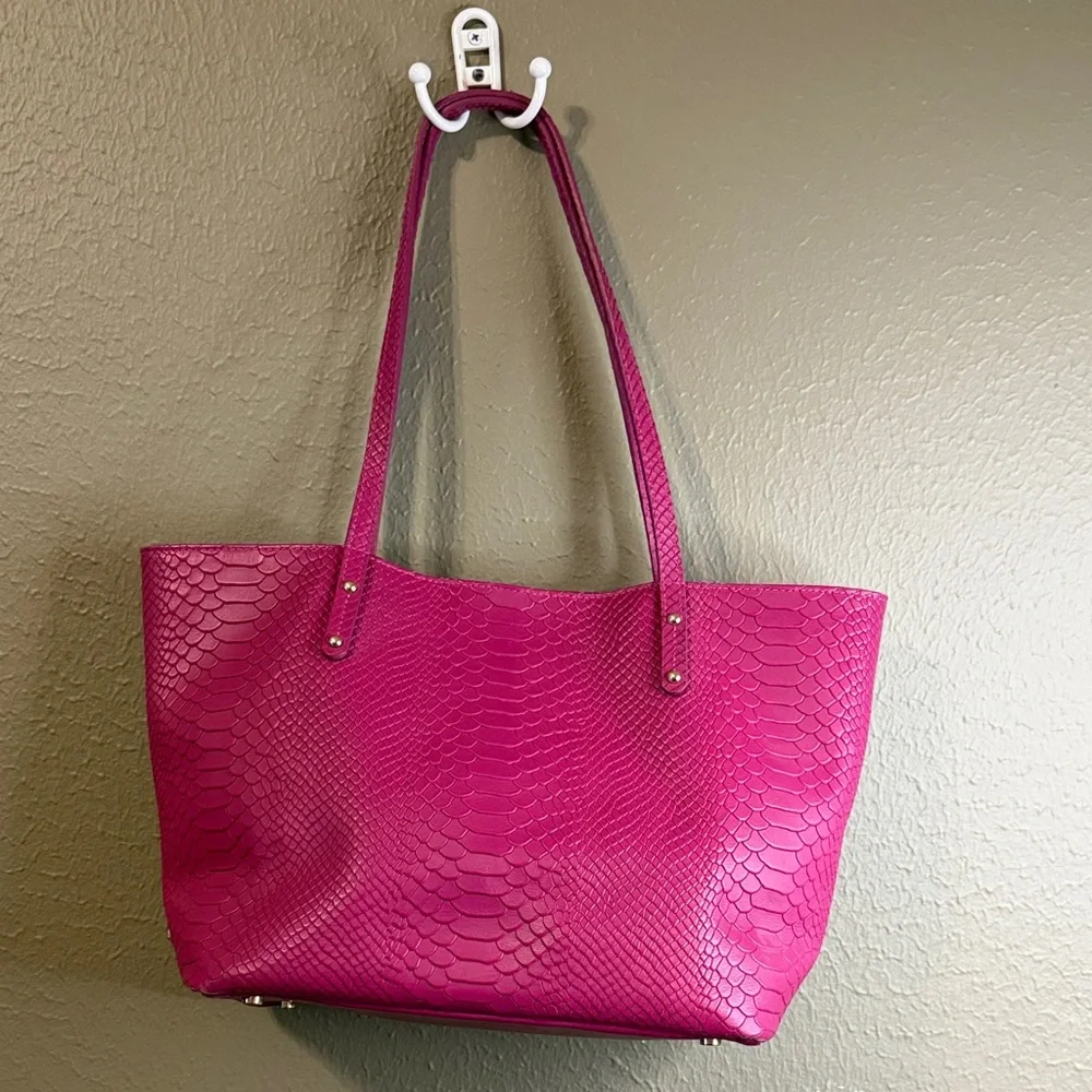 Pink Snake Print Tote Bag